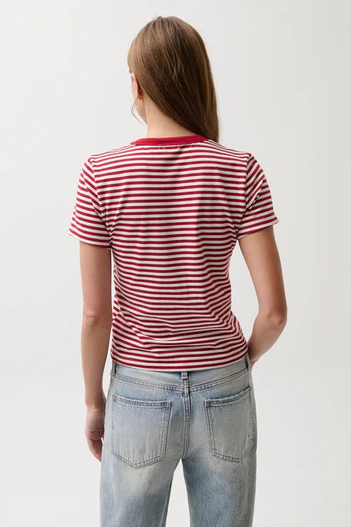 Alba Shrunken Tee in Racer Red Stripe