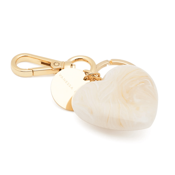 Heart Key Chain Charm Pearl Marble