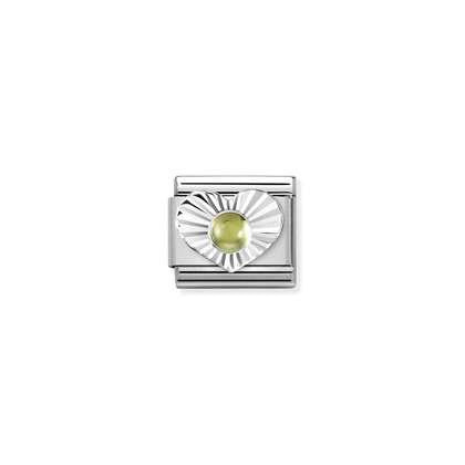 Nomination Classic Link Silver Diamond Heart - Peridot