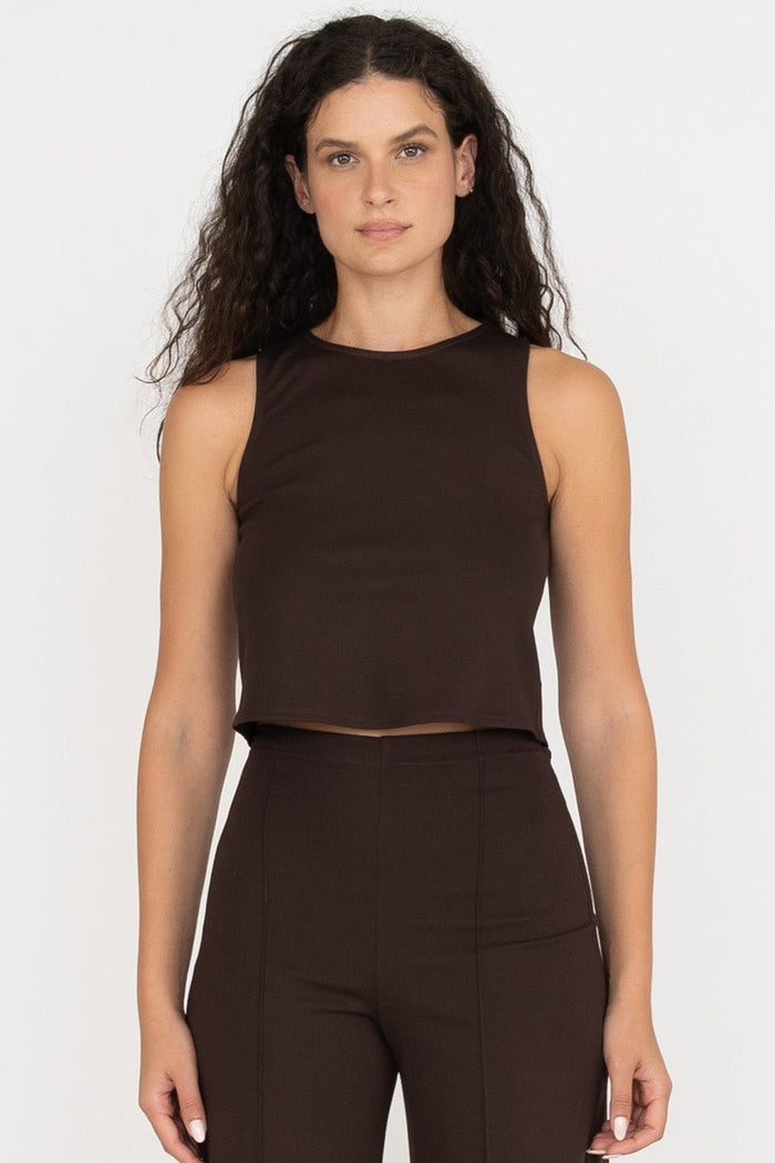Ponte Knit Tank Top in Chocolate