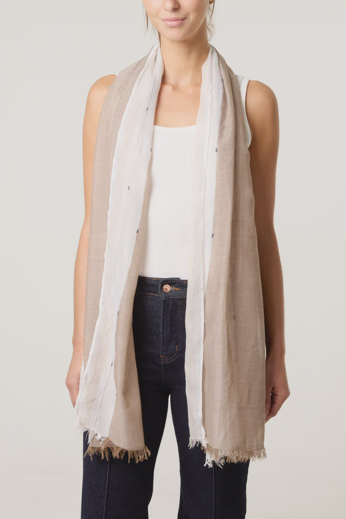 Two Tone Dash Scarf - Brown