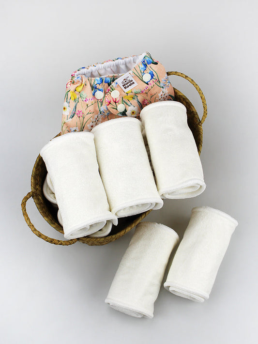 5-Layer Bamboo Cloth Diaper Insert NO Snaps- Heavy Wetters Solution