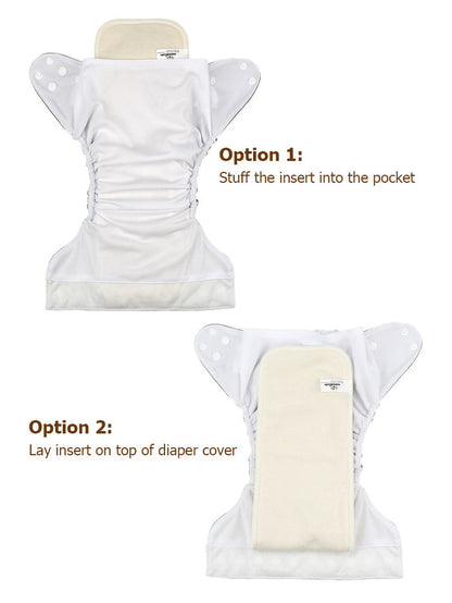 6-Layer Bamboo Hemp Cotton Cloth Diaper Insert NO Snaps- Night Time Solution