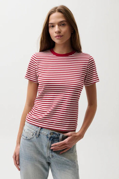 Alba Shrunken Tee in Racer Red Stripe
