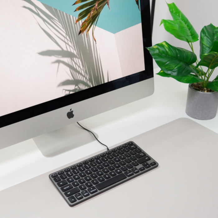 Macally Backlit Keyboard USB For Mac and PC - side profile view showing slim design