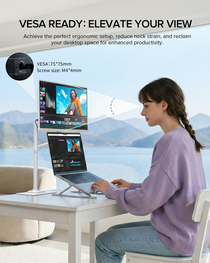 USetup T4 - White Portable Monitor 15.6" 1080P 60hz | UPERFECT