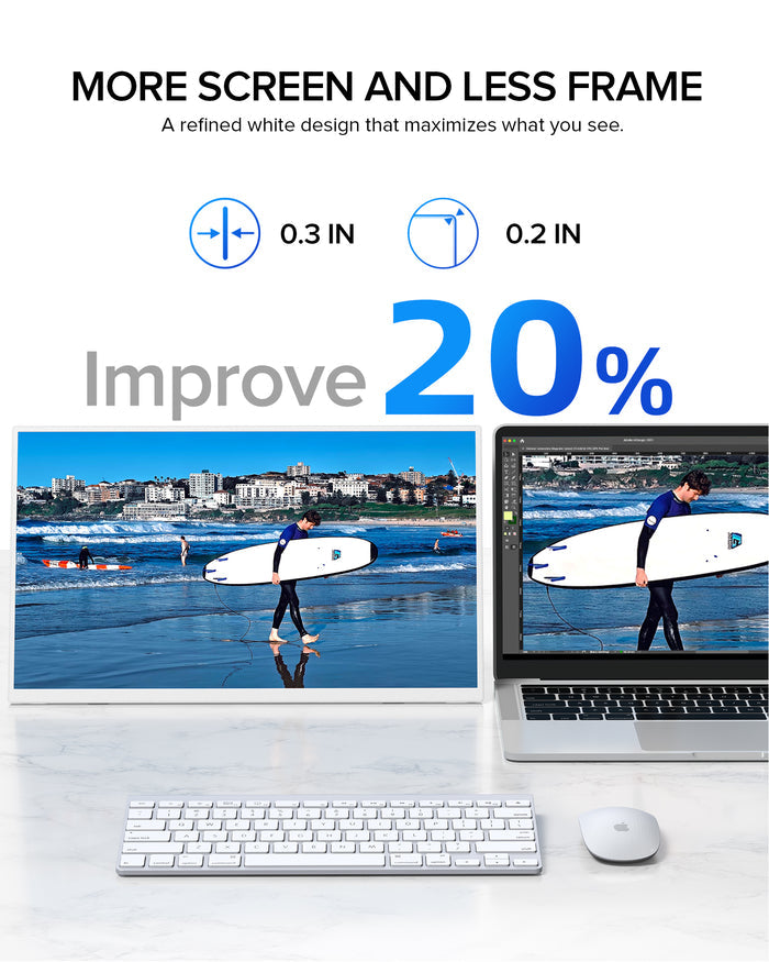 USetup T4 - White Portable Monitor 15.6" 1080P 60hz | UPERFECT