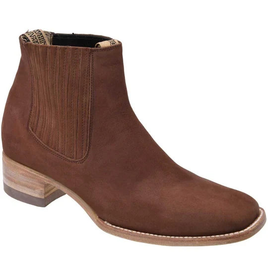 Botines Charros Cuadrados de Gamuza Café para Hombre – Hechos en México | El Charro Famoso