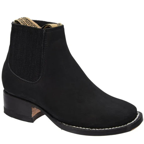 Botines Charros Cuadrados de Gamuza Negra para Hombre – Hechos en México | El Charro Famoso