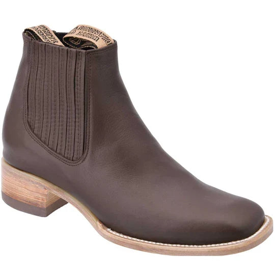 Botines Charros Cuadrados de Piel Café para Hombre – Hechos en México | El Charro Famoso