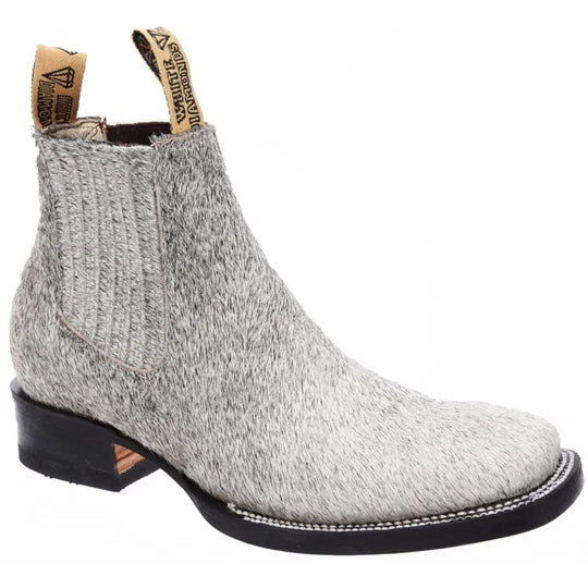 Botines Charros Cuadrados para Hombre de Pelo de Caballo Color Blanco – Hechos en México | El Charro Famoso