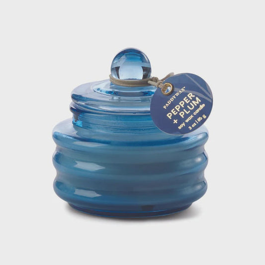 Bright Blue Glass Candle - Pepper & Plum