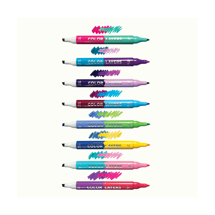 Row of Color Layers Double Ended Layering Markers with colored swatches
