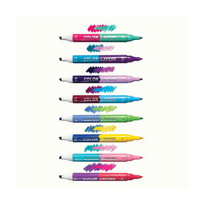 Row of Color Layers Double Ended Layering Markers with colored swatches