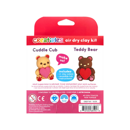 Back of packaging of OOLY Creatibles Air Dry Clay BFFs Kit - Lovely Bears