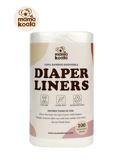 Disposable Bamboo Diaper Liners for Cloth Diapers - 100 Sheets per Roll