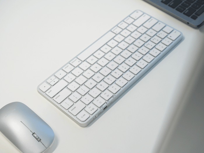Macally Dual Mode Wireless Keyboard & Mouse Set - in use on modern desk setup