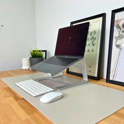 Macally Ergonomic Laptop Stand for Desk - top-down view showing design details