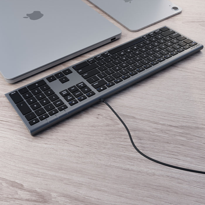 Macally Everyday USB Wired Keyboard for Mac - rear view showing connectivity ports