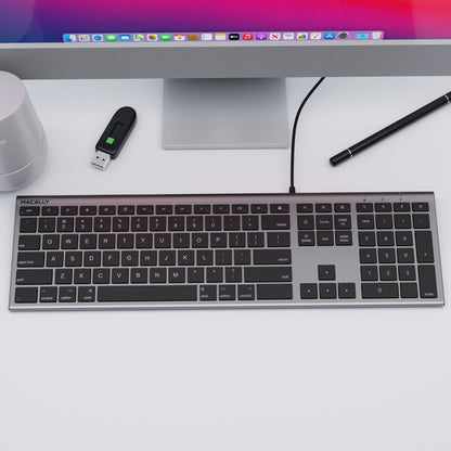 Macally Everyday USB Wired Keyboard for Mac - in use on modern desk setup