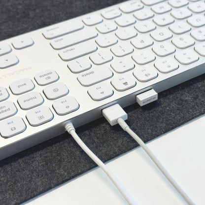 Macally Executive Mac Keyboard with Built-In USB Hub - rear view showing connectivity ports