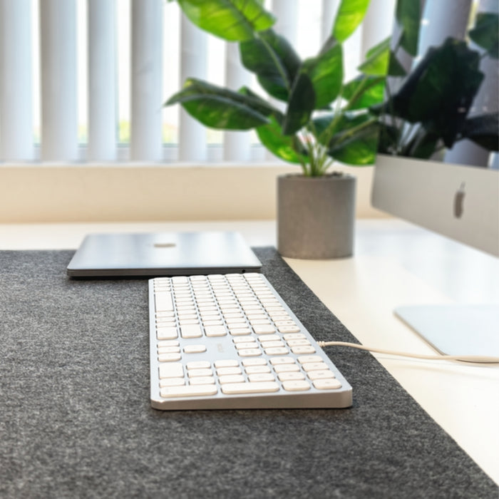 Macally Executive Mac Keyboard with Built-In USB Hub - in use on modern desk setup