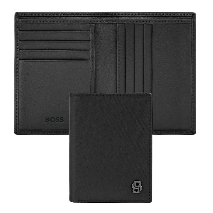 HUGO BOSS Doppelkartenhalter Double B Saffiano, gunmetal