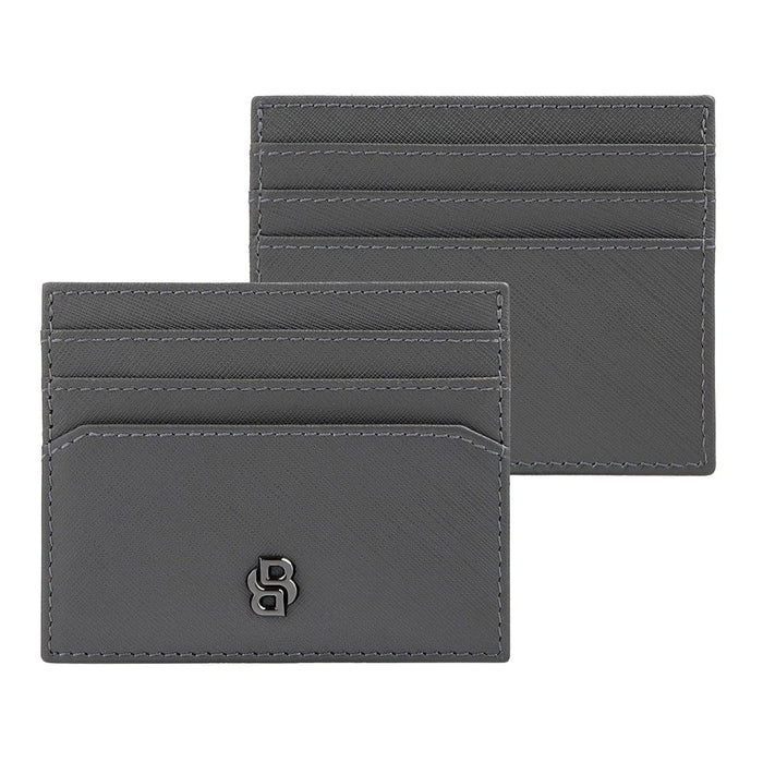HUGO BOSS Kartenhalter Double B Saffiano, gunmetal