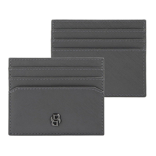 HUGO BOSS Kartenhalter Double B Saffiano, gunmetal
