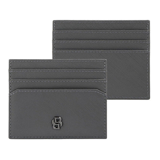 HUGO BOSS Kartenhalter Double B Saffiano, gunmetal