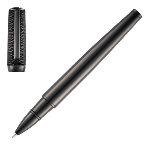 HUGO BOSS Tintenroller Double B Saffiano, gunmetal, Leder, gunmetal