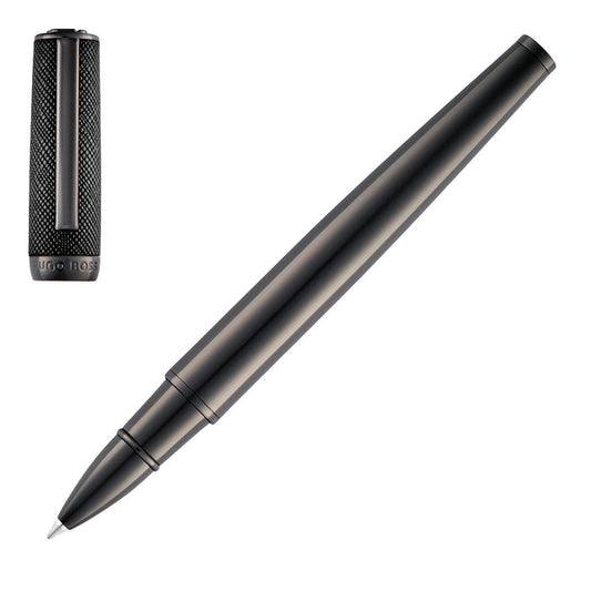 HUGO BOSS Tintenroller Double B Saffiano, gunmetal, Leder, gunmetal