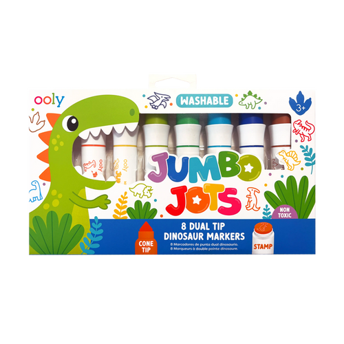 Jumbo Jots Dual Tip Stamp Markers - Dinosaur - Set of 8