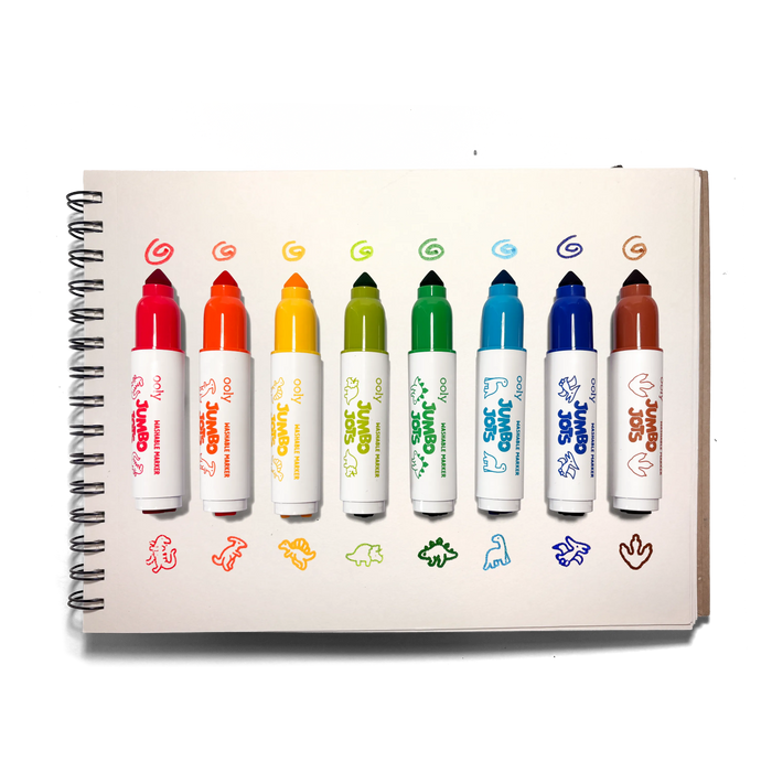 Jumbo Jots Dual Tip Stamp Markers - Dinosaur - Set of 8