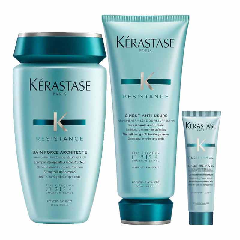Kérastase Resistance Shampoo, Conditioner For Damaged Hair + FREE Strengthening Milk