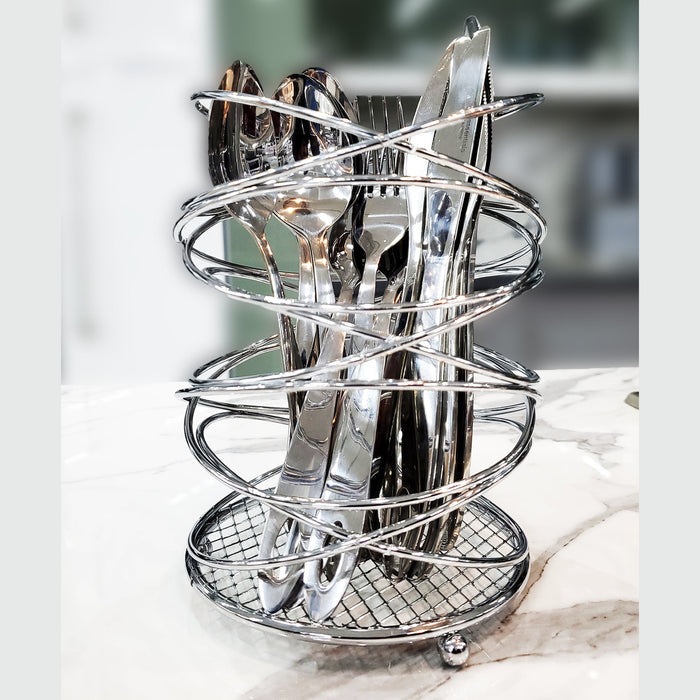 Kitchen Life Chrome Infinity Cutlery Holder - Silver