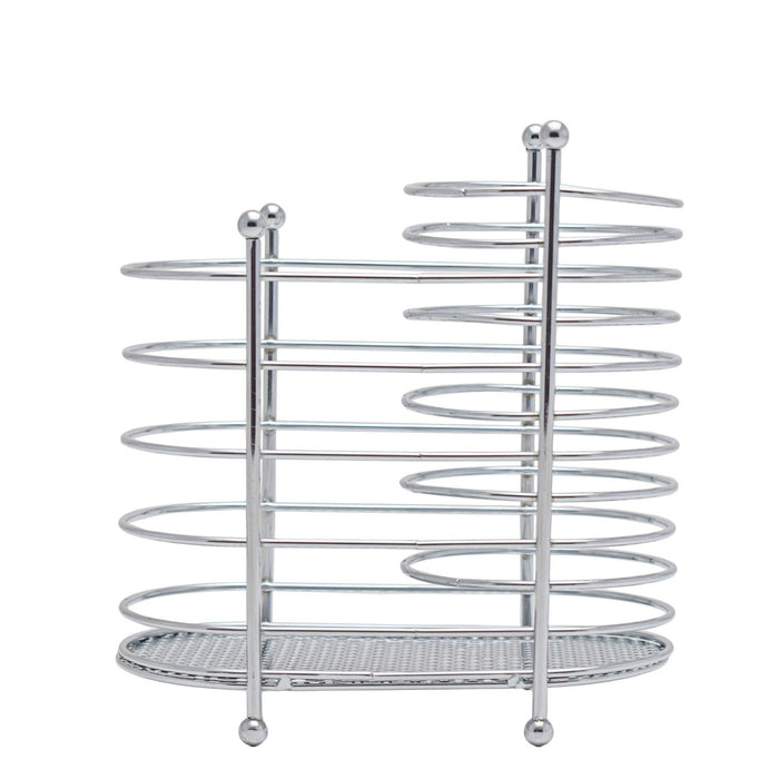 Kitchen Life Chrome Swirl Cutlery Holder - Silver