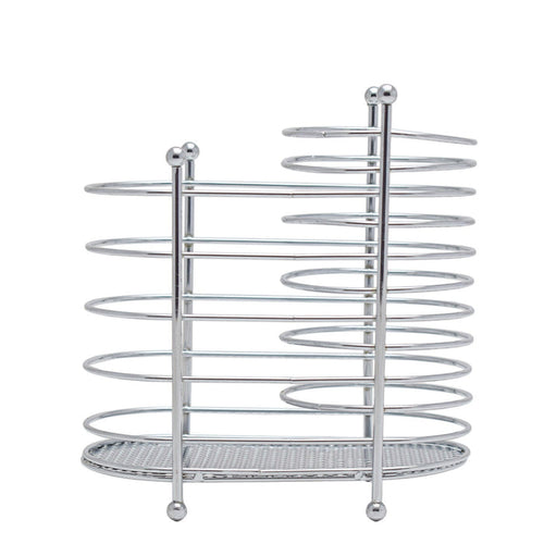 Kitchen Life Chrome Swirl Cutlery Holder - Silver