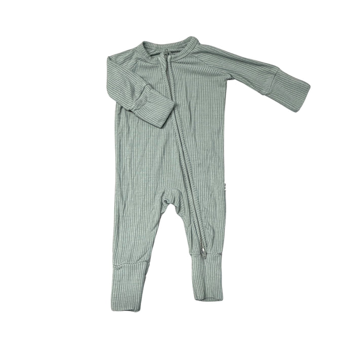 Little Sleepies  | Green Ribbed Footie Pajamas | Preemie