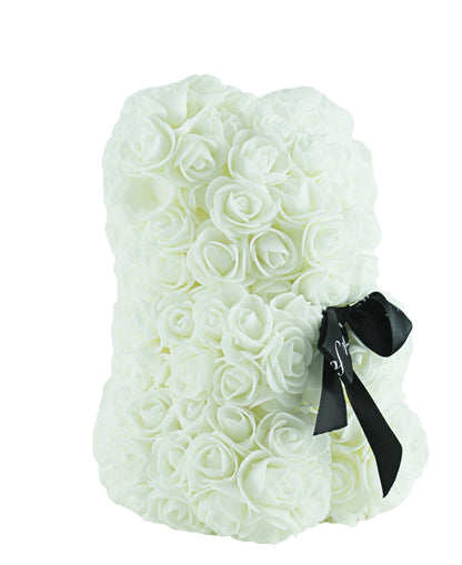 Lovers Design Floral Teddy Bear - White