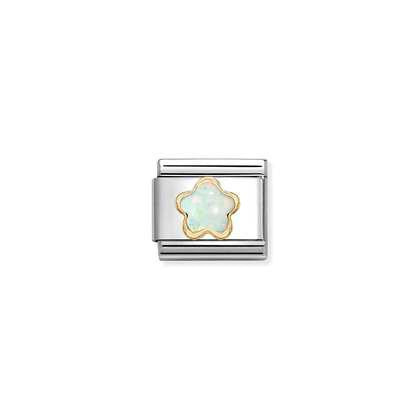 Nomination Classic 18K Gold Flower Stone White Opal