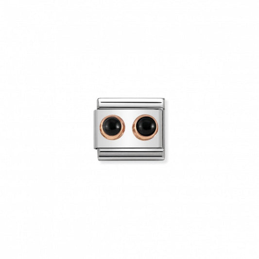 Nomination Classic Link Double Stones 9K Rose Gold and Black Agate