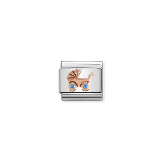 Nomination Classic Link Symbols 9K Rose Gold and Cubic Zirconia Light Blue Baby Carrier