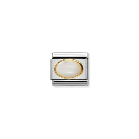 Nomination Classic Oval Hard Stones 18K Gold White Mother of Pearl