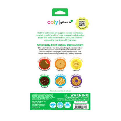 Back of packaging of OOLY x Girl Scouts Cookie Scented Markers
