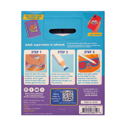 Razzle Dazzle Mini DIY Gem Sticker Kit - Happy Stuff - 8 Stickers
