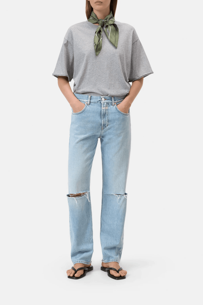 Relaxed T-Shirt Made of Organic Cotton in Light Grey Melange