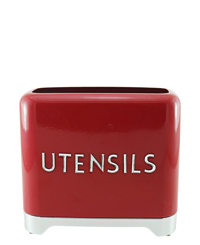 Retro Utensils Tin - Red & Silver