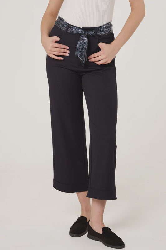 Scarf Belt Trousers - Navy