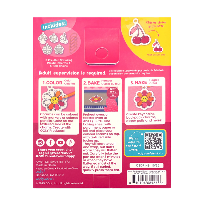 Shrink-Its! Mini DIY Shrink Art Kit - Good Vibes - 5 Charms